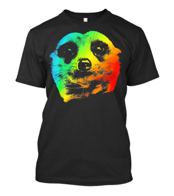 MEERKAT Vibrant Colorful Rainbow Head T-Shirt