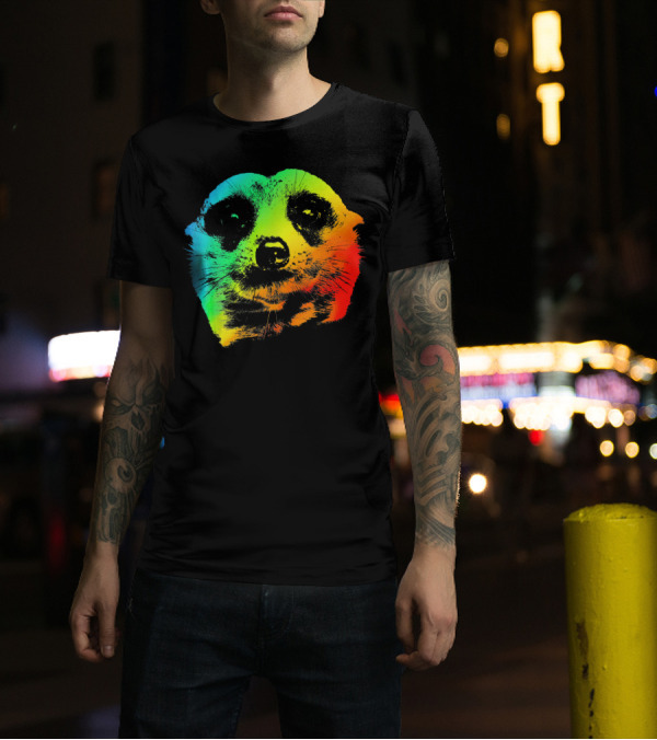 MEERKAT Vibrant Colorful Rainbow Head T-Shirt