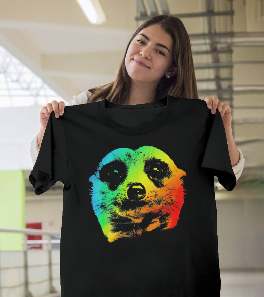 MEERKAT Vibrant Colorful Rainbow Head T-Shirt