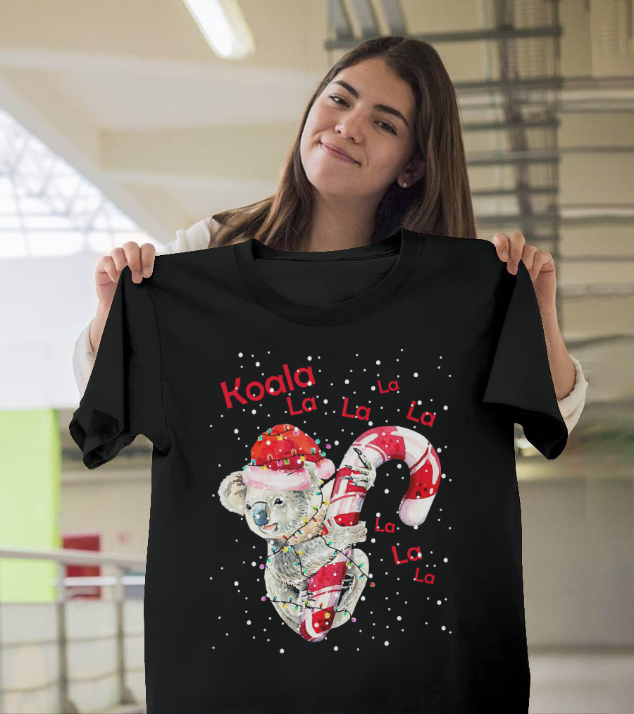 Koala La La La Christmas Candy Cane Lights T-Shirt