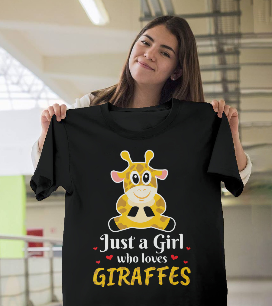 Just A Girl Who Loves Giraffes With Heart Accents T-Shirt