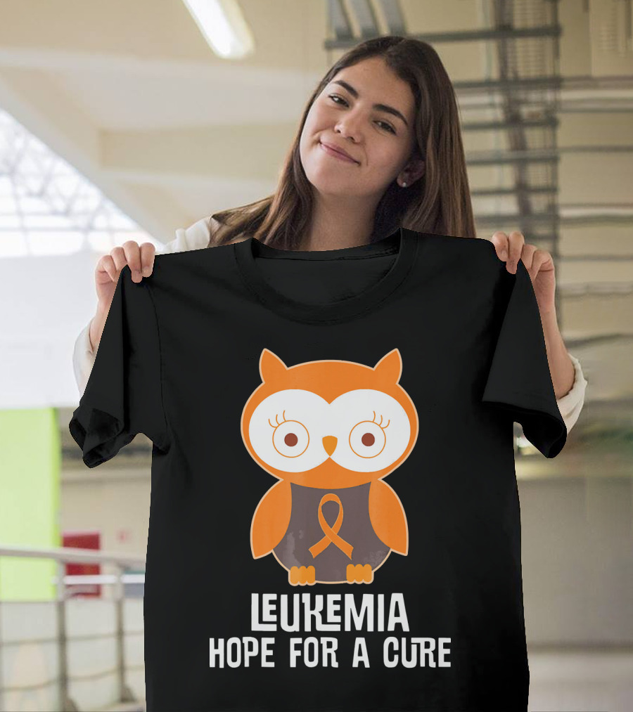 Leukemia Hope For A Cure Orange Ribbon Owl T-Shirt