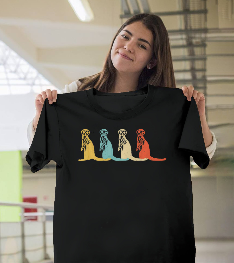 Vintage Retro Meerkat Silhouette Animal Love T-Shirt