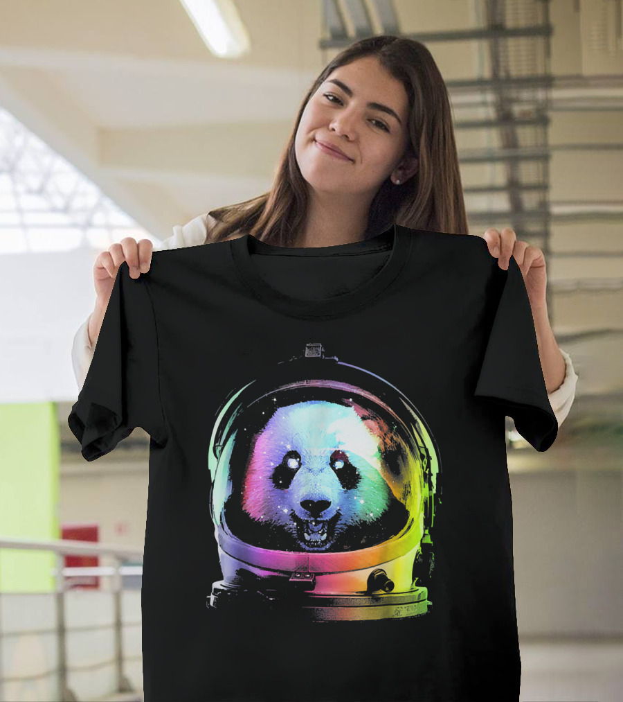 Rainbow Astronaut Panda Space Adventure Helmet T-Shirt