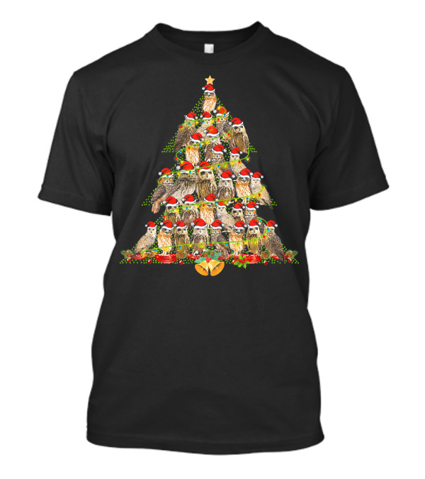 Merry Christmas Owl Xmas Tree Funny Owls T-Shirt