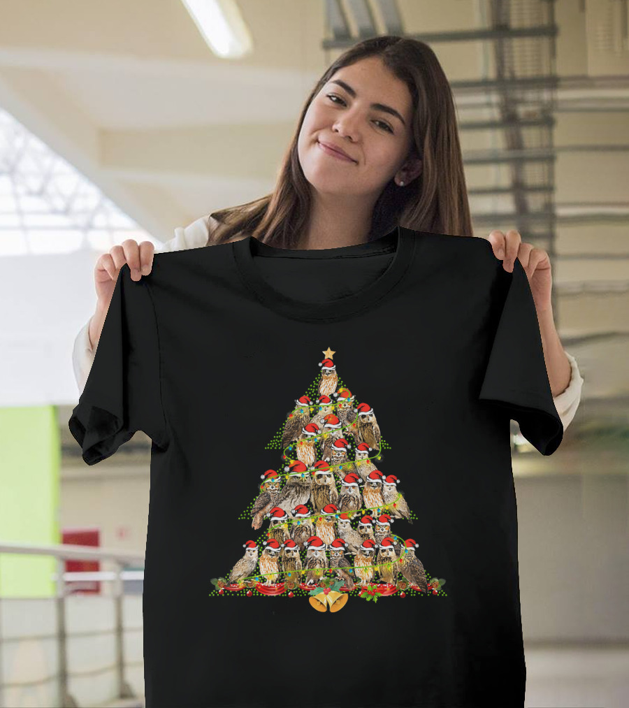 Merry Christmas Owl Xmas Tree Funny Owls T-Shirt