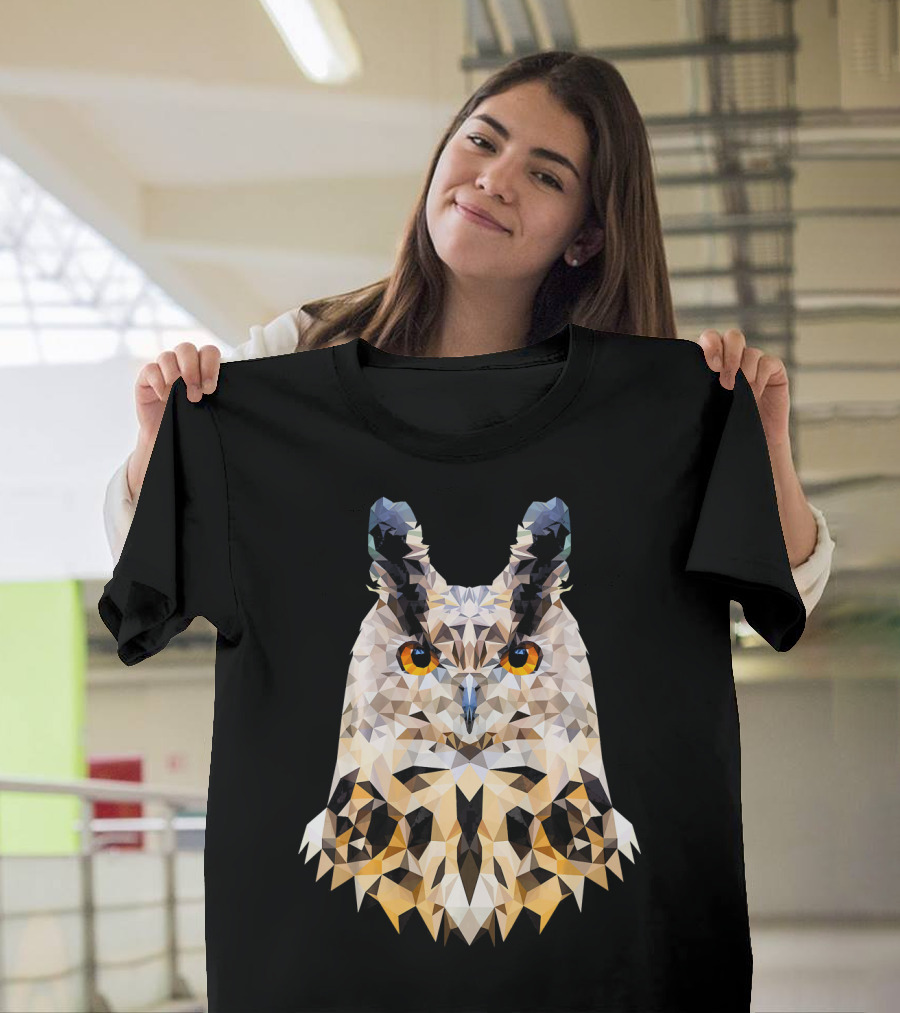 Owls Proud Owl Polygon Style WPAP Geometric T-Shirt