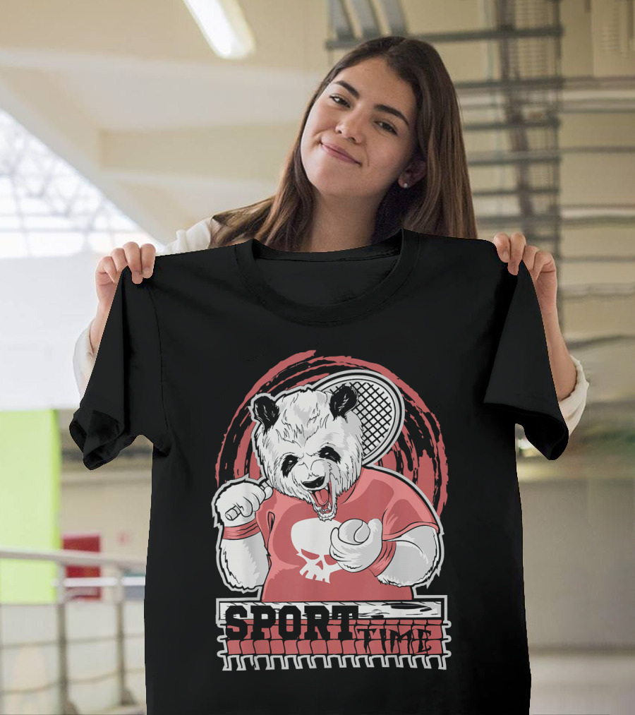 SPORT TIME Panda Tennis Skull T-Shirt