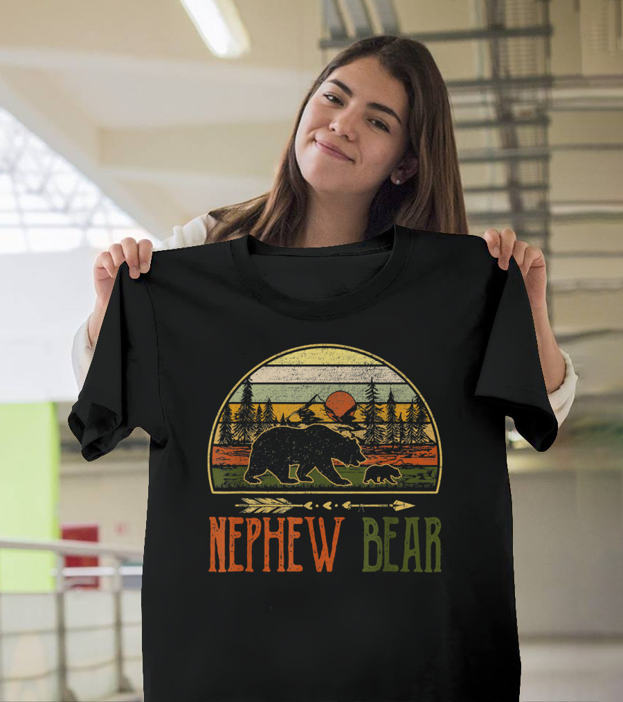 Nephew Bear Vintage Wildlife Sunset Forest Scene T-Shirt