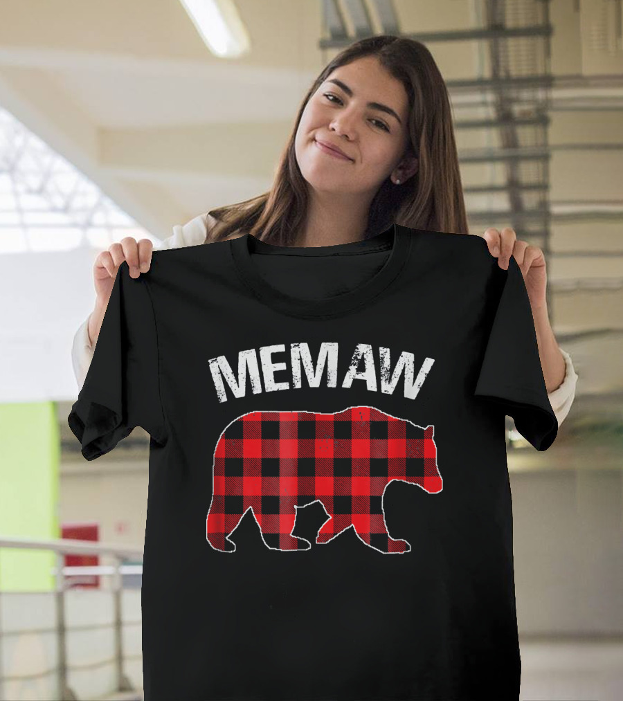 Memaw Red Plaid Bear Buffalo T-Shirt