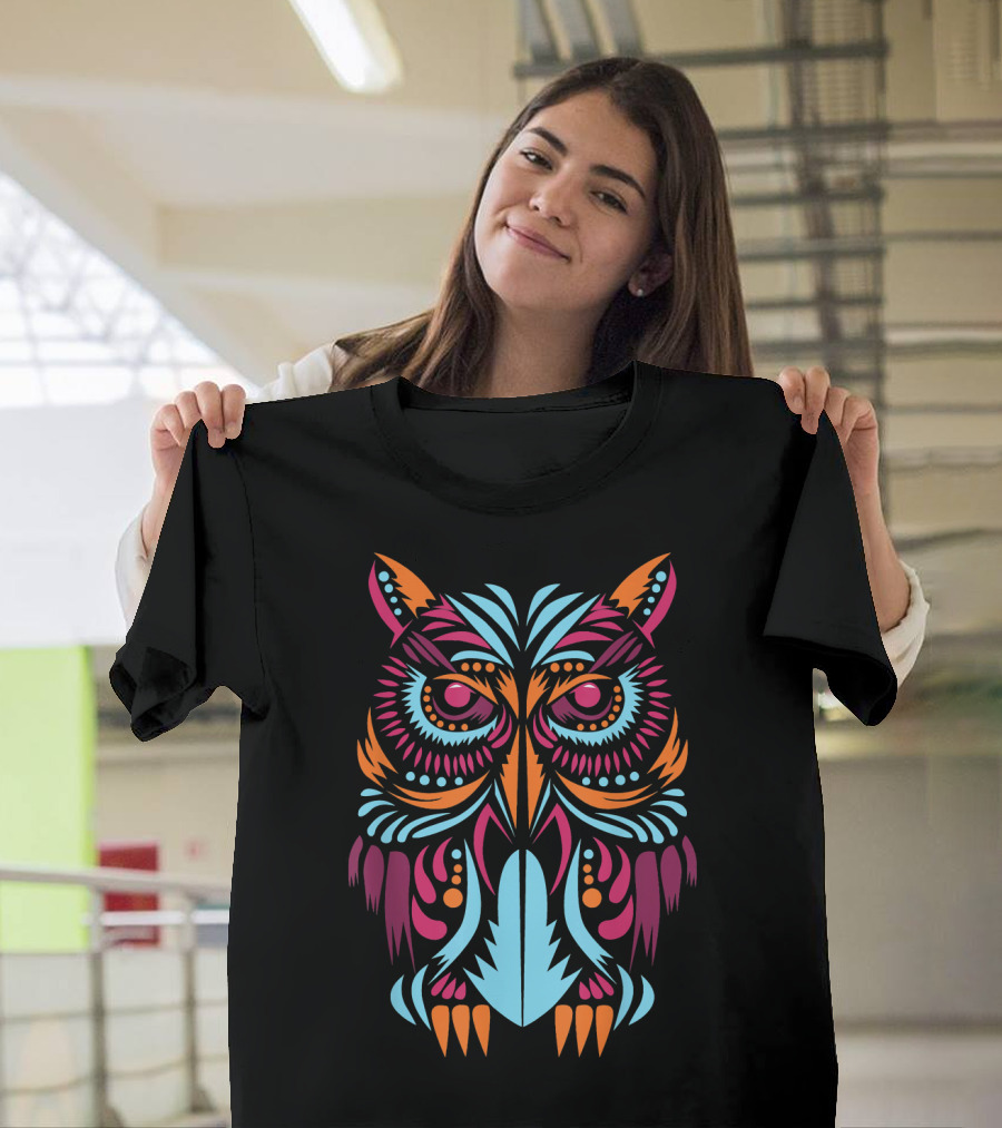 Majestic Colorful Owl Bird T-Shirt