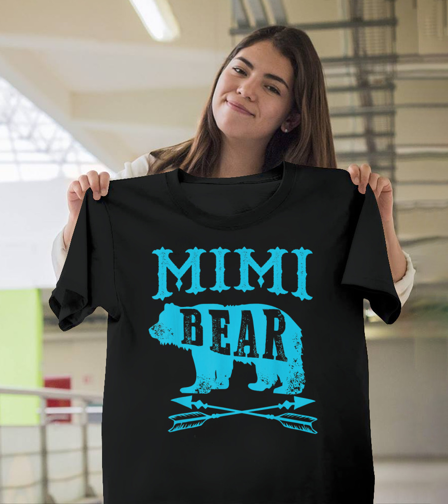 Mimi Bear Grandmother Blue Bear Silhouette with Arrows T-Shirt
