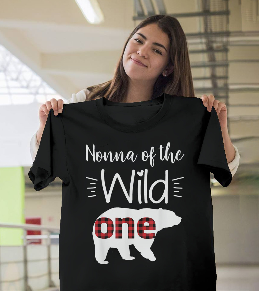 Nonna of the Wild One Bear Plaid Lumberjack T-Shirt