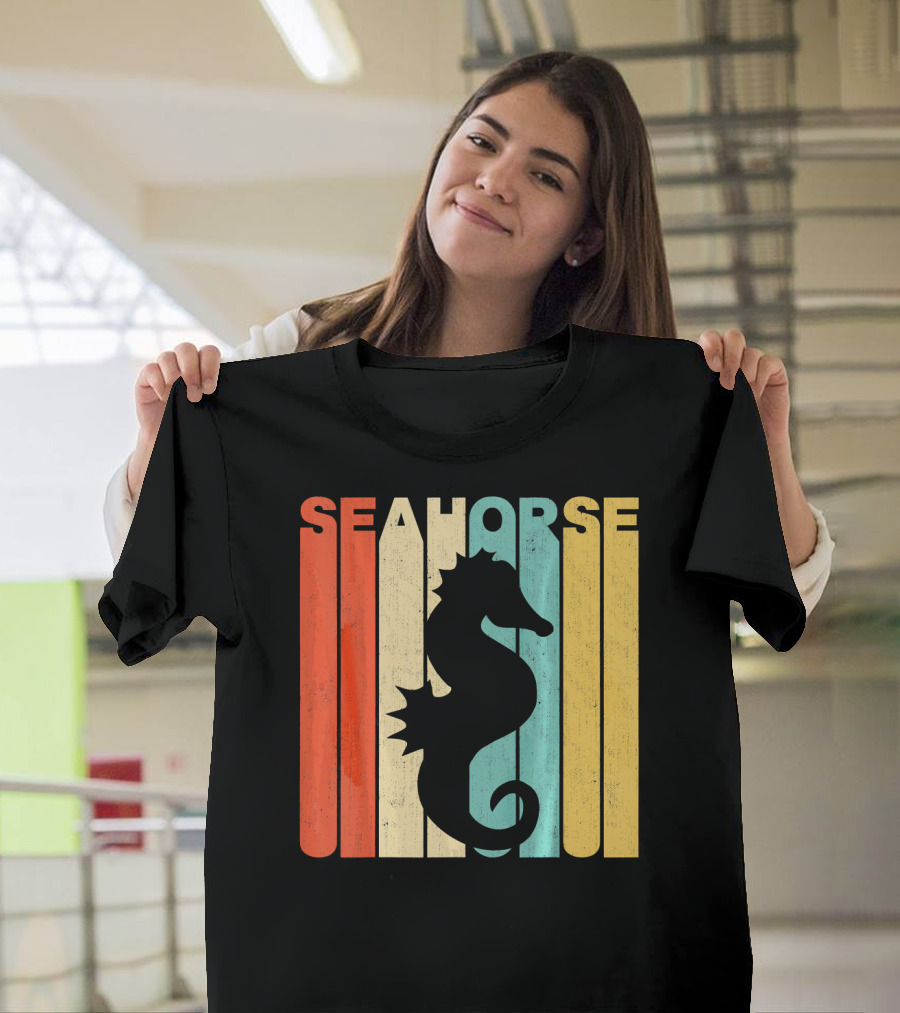 Vintage Retro Seahorse Stripes Iconic T-Shirt