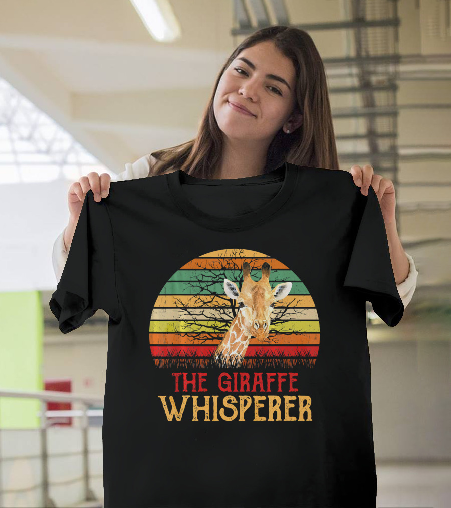 Retro Safari Sunset The Giraffe Whisperer T-Shirt