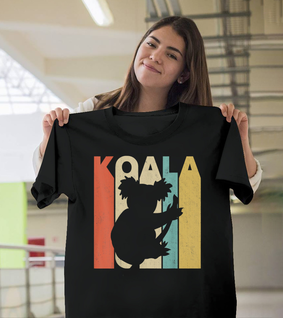 Vintage Retro Koala Silhouette with Multicolor Background T-Shirt