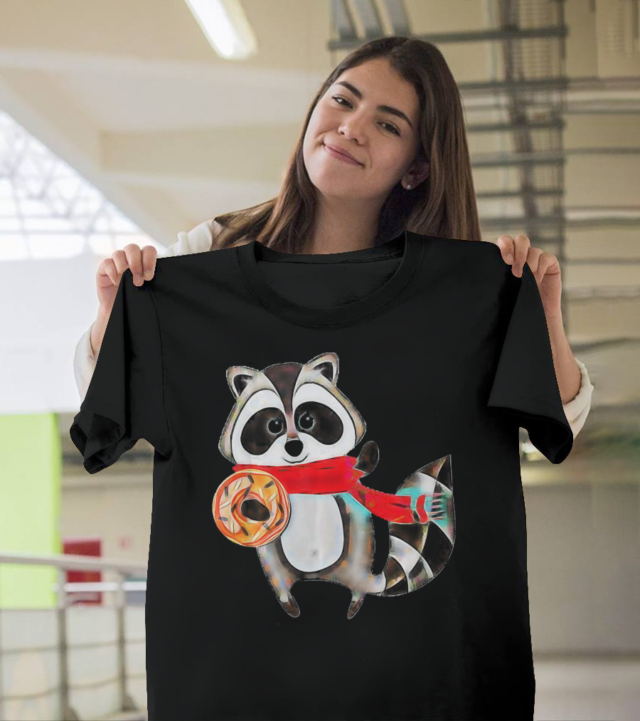Trash Panda Raccoon With Scarf And Donut T-Shirt