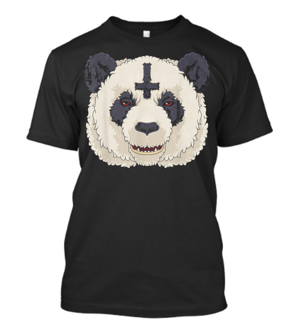 Satanic Panda Death Metal Satan Inverted Cross Fierce Expression T-Shirt