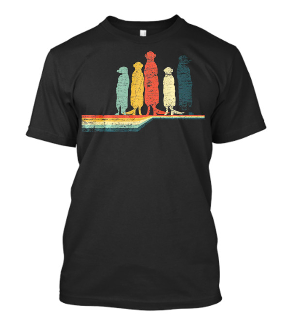 Retro Meerkat Silhouettes With Vintage T-Shirt