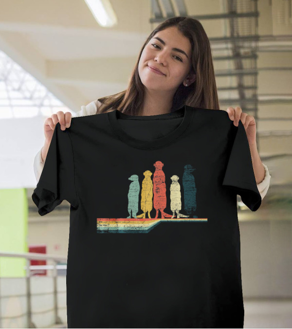 Retro Meerkat Silhouettes With Vintage T-Shirt