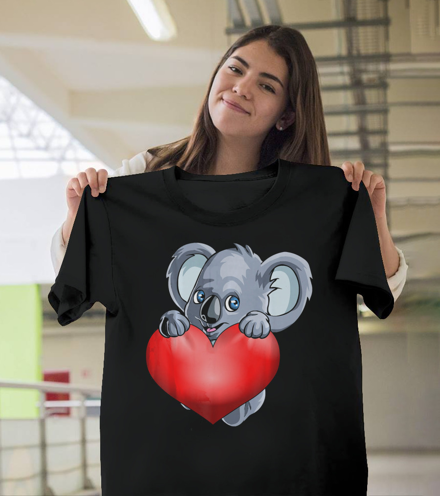 Valentines Day Cute Koala Bear with Red Heart T-Shirt