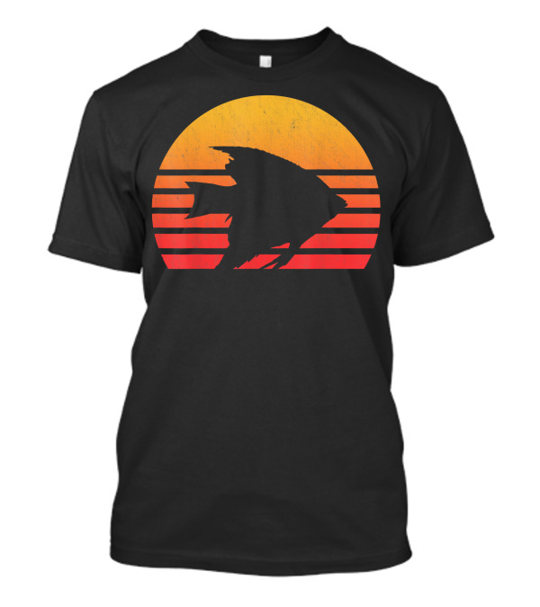Vintage Retro Sunset Angelfish Silhouette Retro Sunset T-Shirt