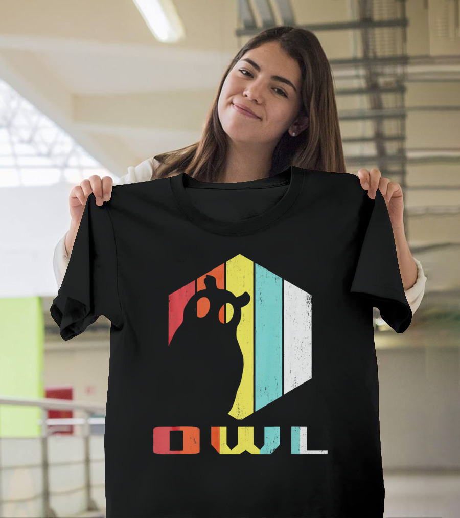 Retro Striped Owl Silhouette for Animal Lover Zookeeper T-Shirt