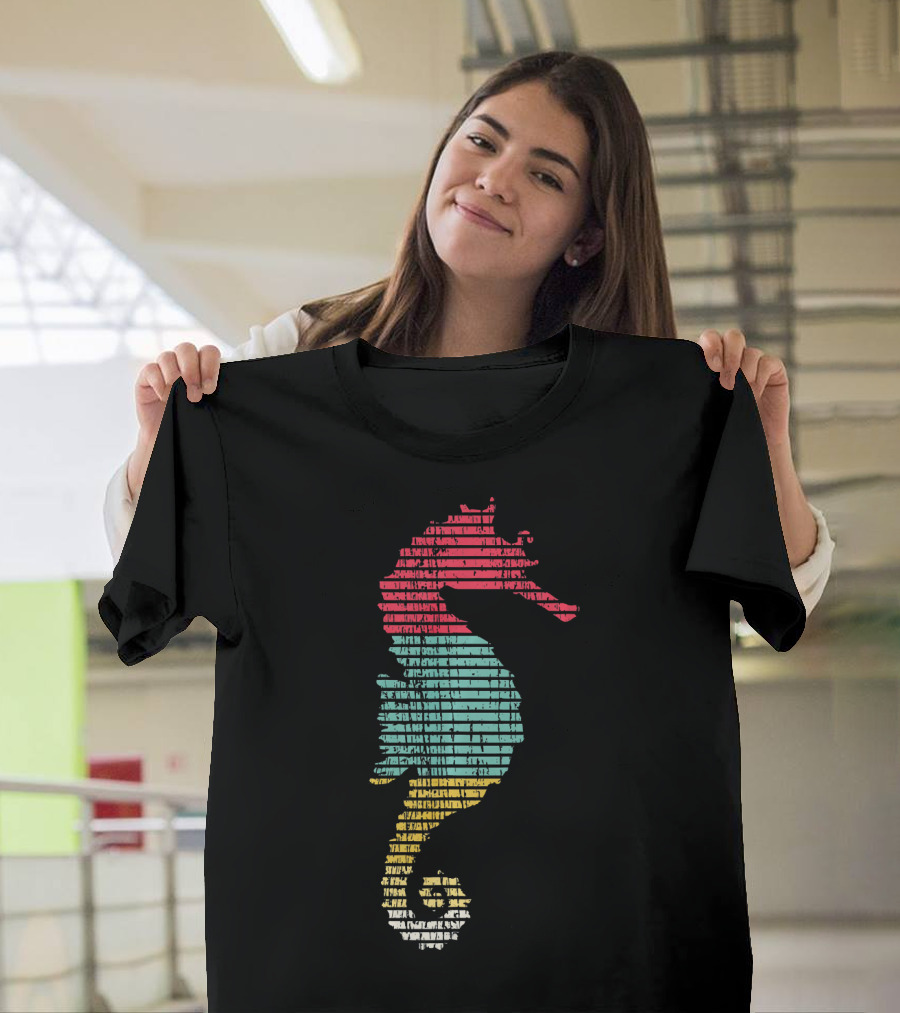 Seahorse Retro Vintage Marine Stripes T-Shirt