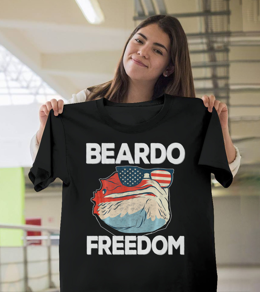 Beardo Freedom Bearded Dragon Patriotic USA American T-Shirt