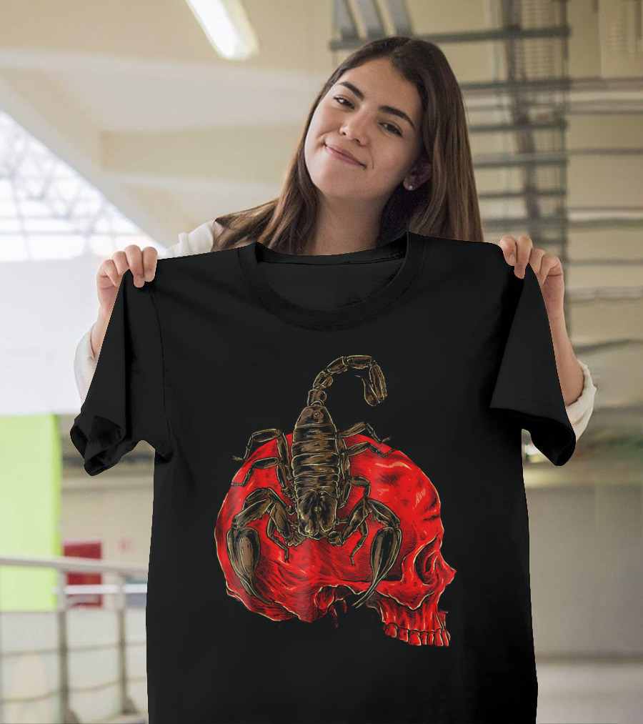 Crimson Skull with Red Death Scorpion T-Shirt