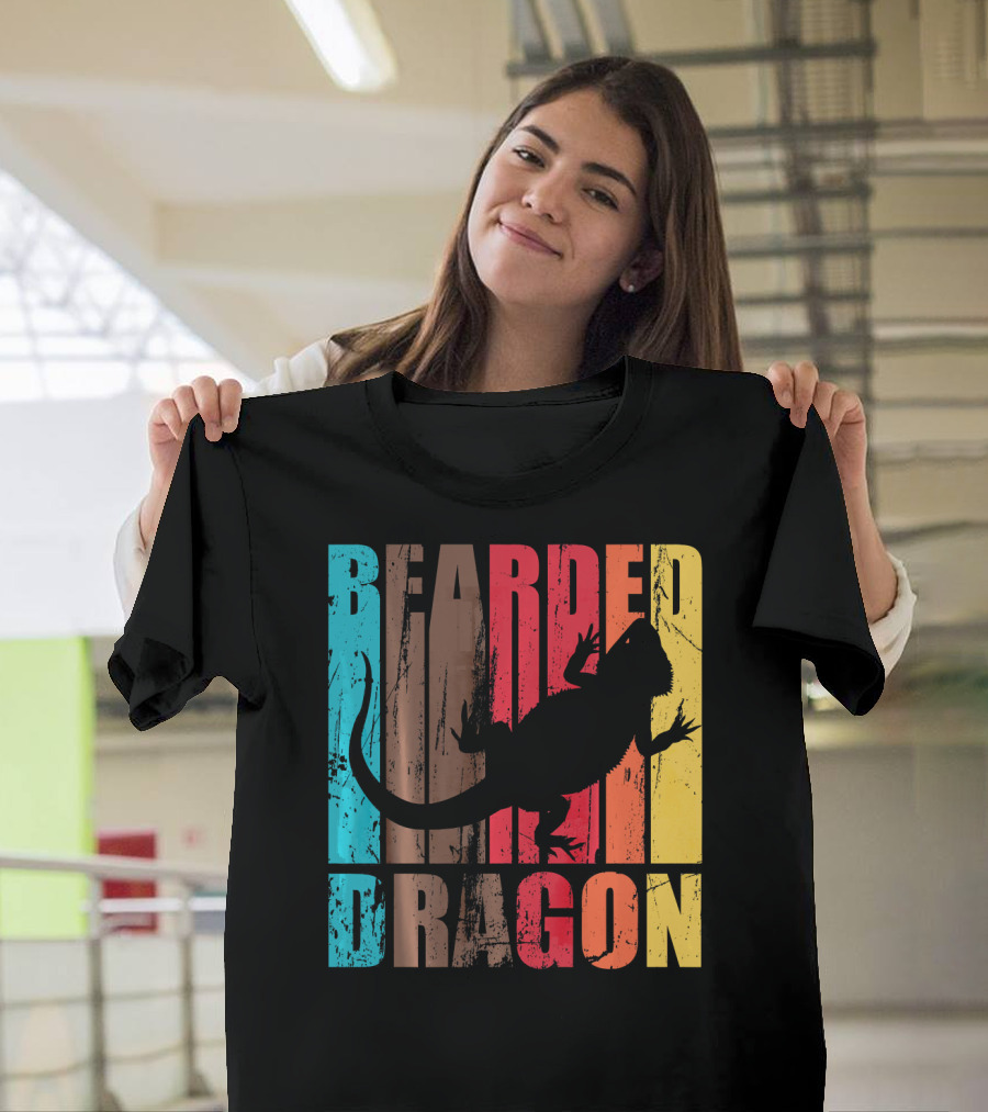 Bearded Dragon Vintage Silhouette Retro Colors T-Shirt
