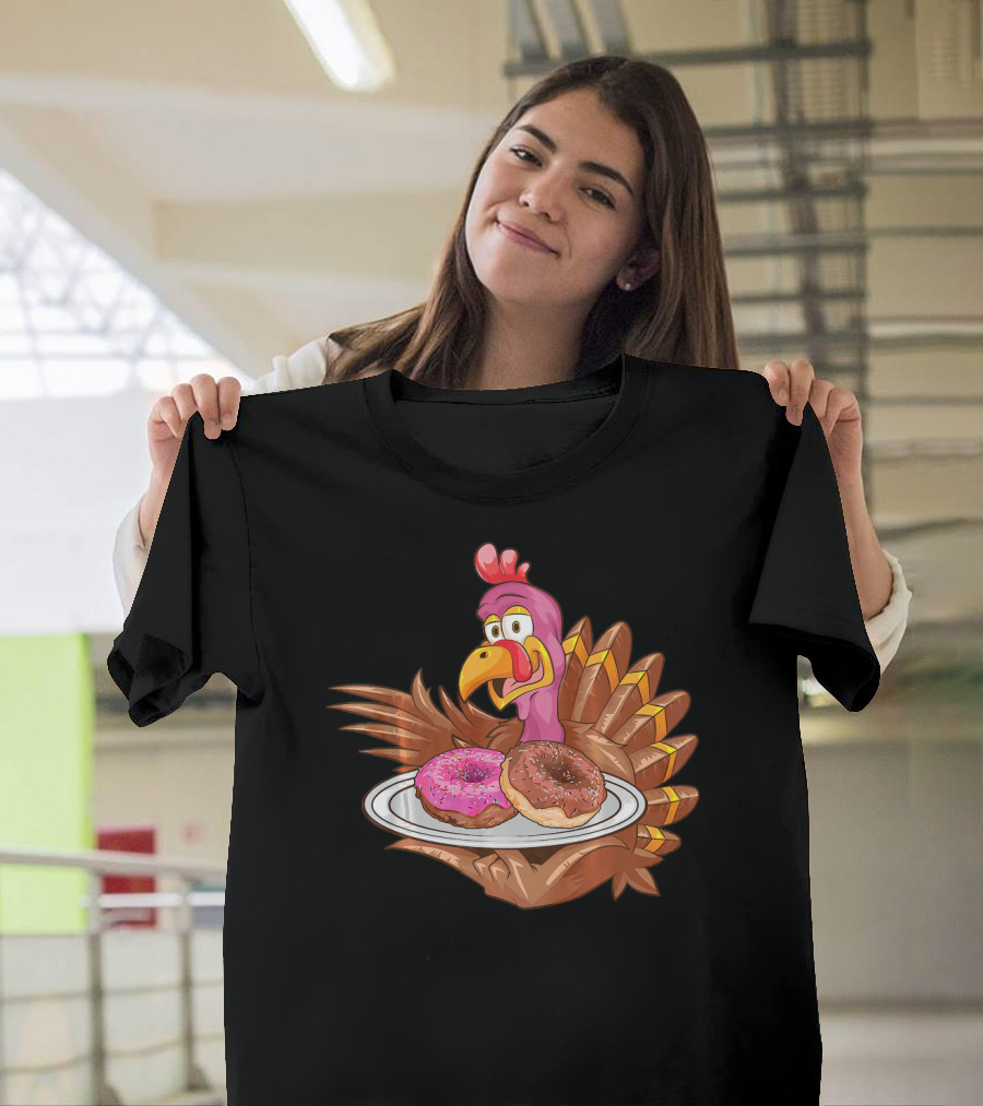 Cute Turkey Holding Donuts T-Shirt