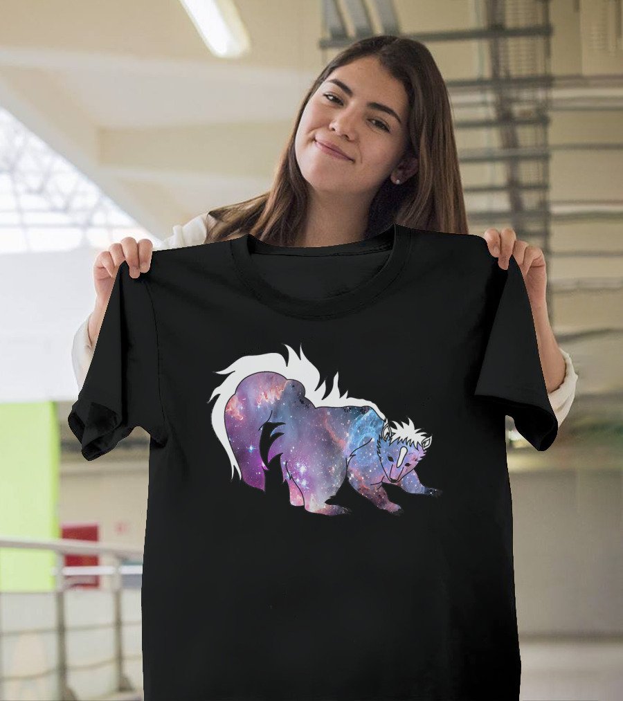 Cosmic Skunk Dinosaur Funny Anim Space Nebula T-Shirt