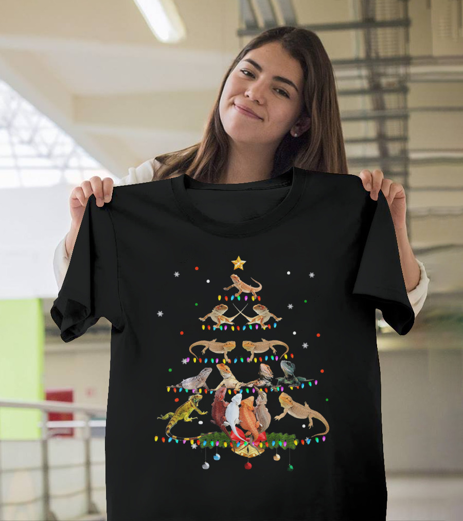 Funny Bearded Dragon Christmas Tree Ornament Reptile Lights T-Shirt