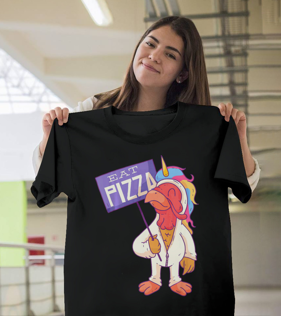Eat Pizza Funny Thanksgiving Turkey Unicorn T-Shirt