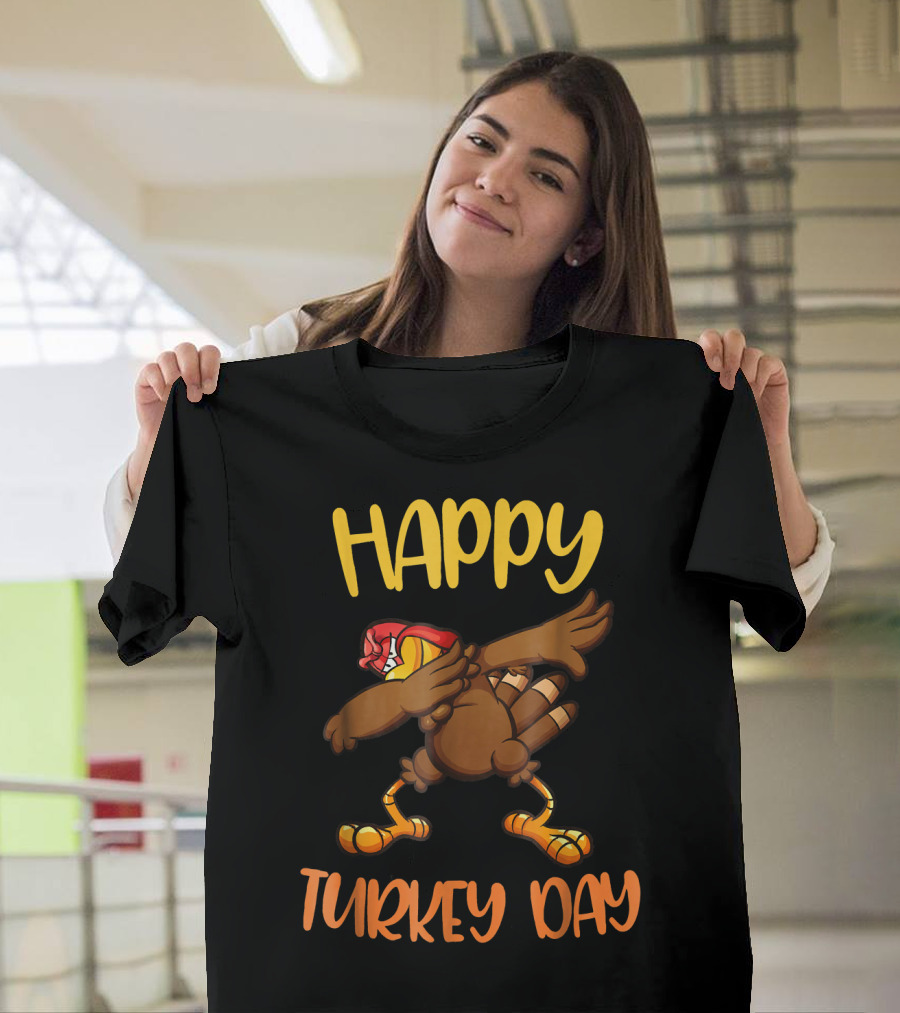 Happy Turkey Day Funny Dabbing Turkey T-Shirt