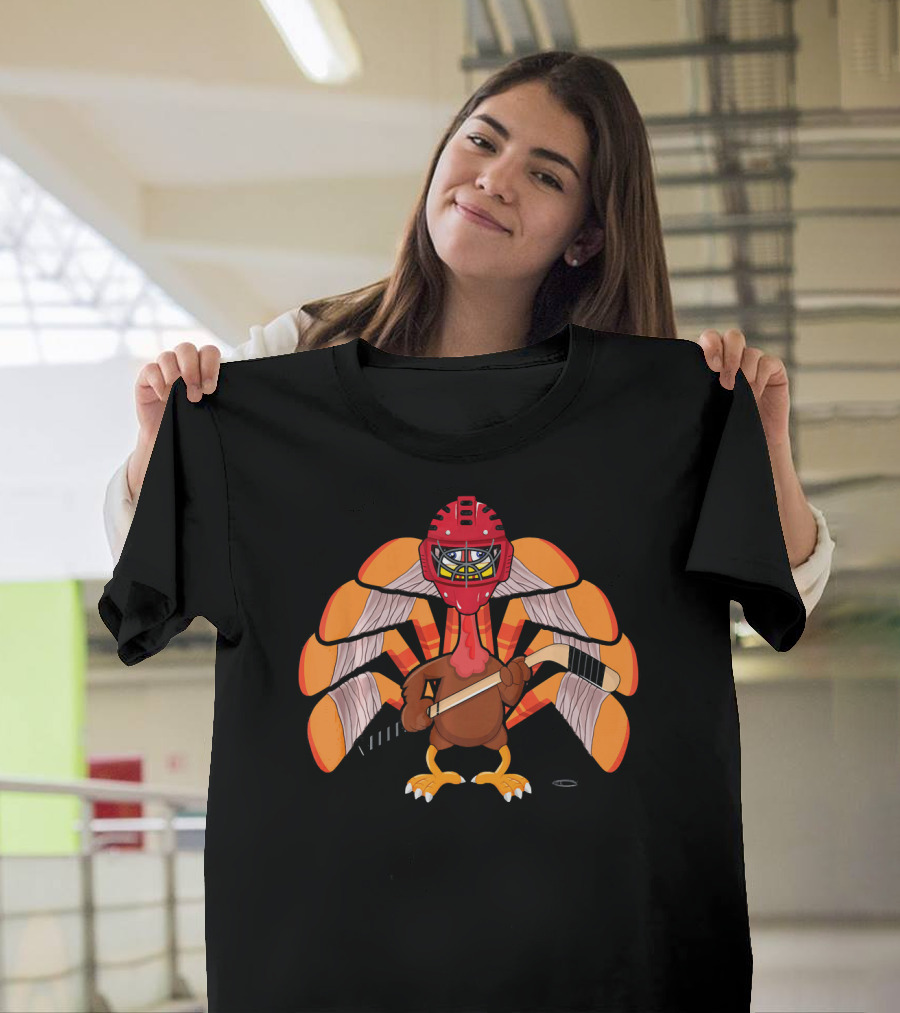 Funny Thanksgiving Turkey Ice Hockey Pilgrim T-Shirt