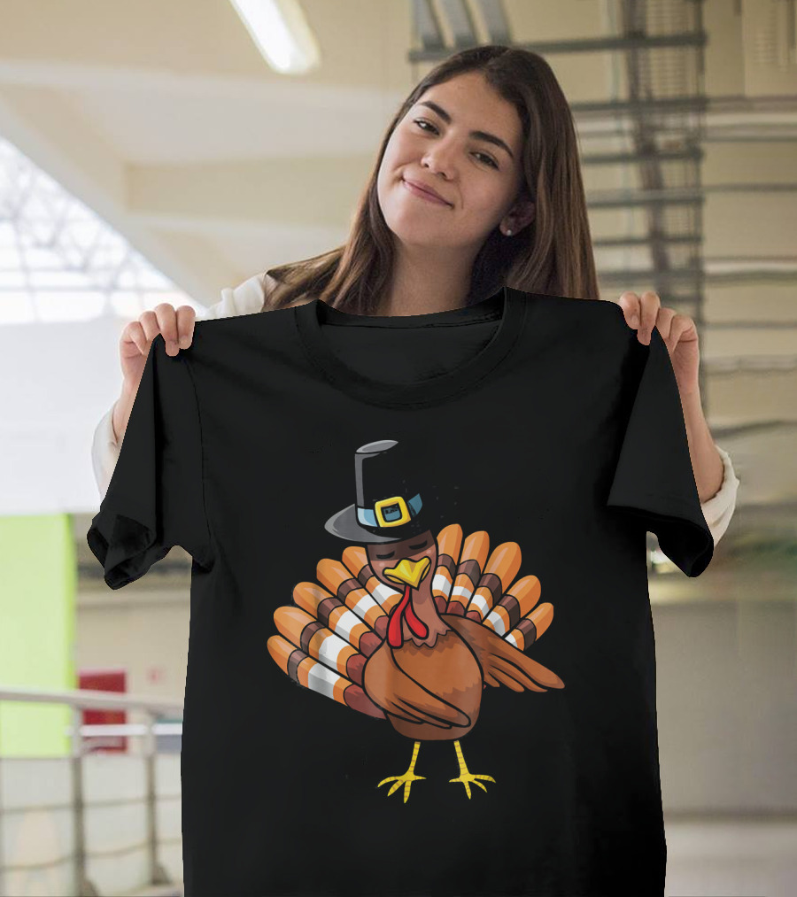 Pilgrim Hat Turkey Floss Dance Thanksgiving T-Shirt
