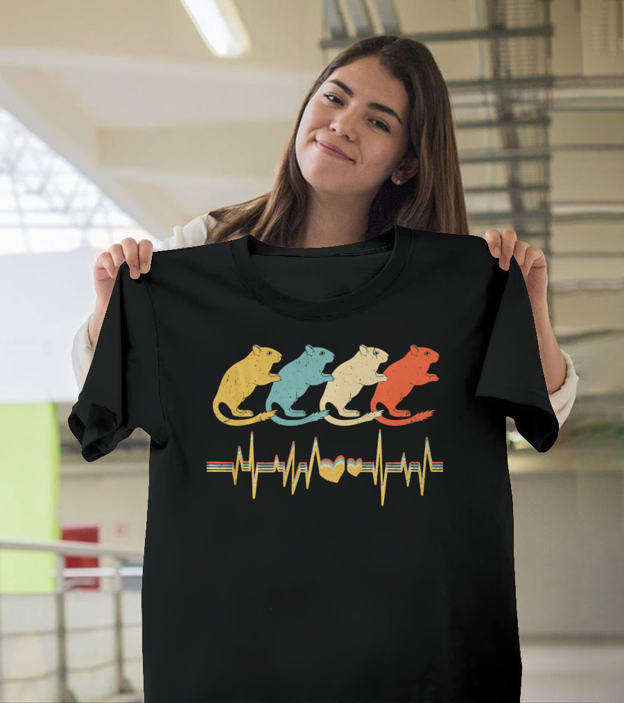 Gerbil Vintage Heartbeat Retro T-Shirt
