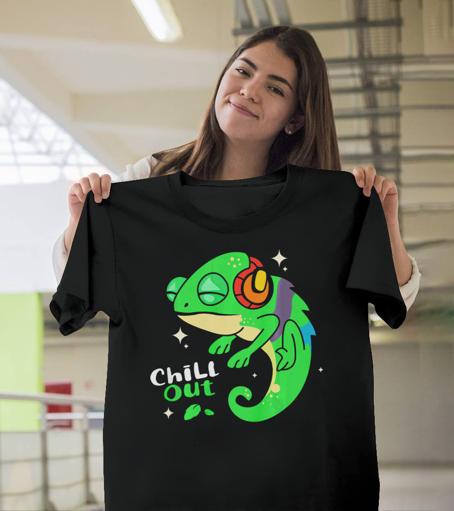 Chill Out Headphone Chameleon Music Relaxation T-Shirt
