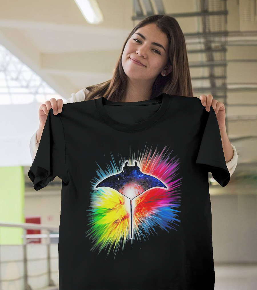 Manta Ray Galaxy Splash Radiant Cosmic Explosion T-Shirt