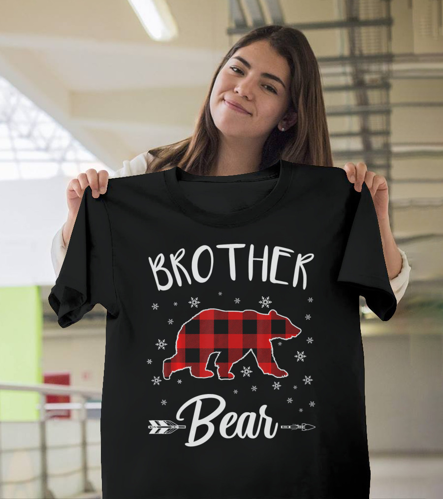 Brother Bear Red Plaid Buffalo Check Snowflakes Arrows T-Shirt