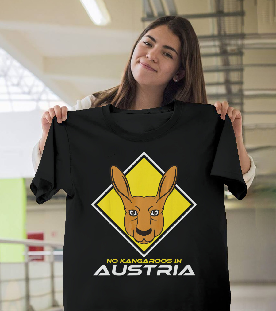 No Kangaroos in Austria Kangaroo Head Yellow Diamond T-Shirt