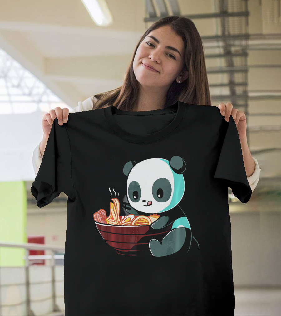 Ramen Panda Kawaii Japanese Anim Cute Eating Noodles T-Shirt