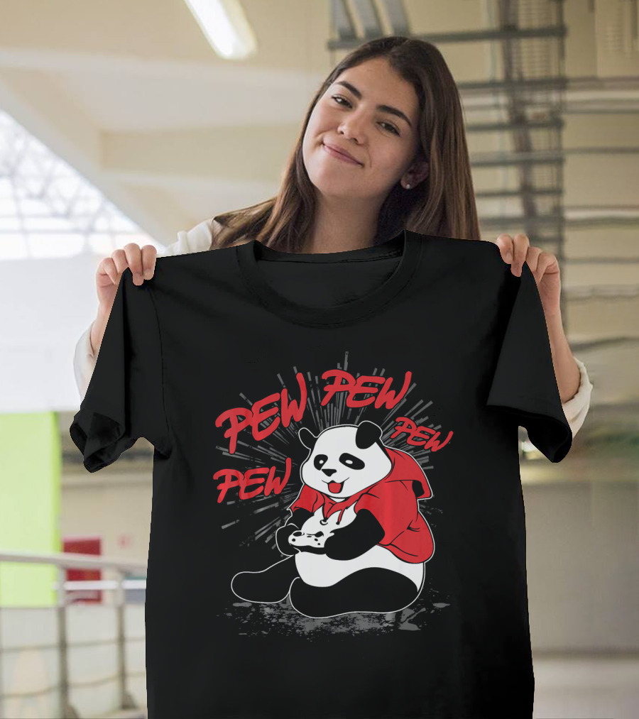 Panda Pew Pew Pew Gamer Hoodie Video Controller T-Shirt