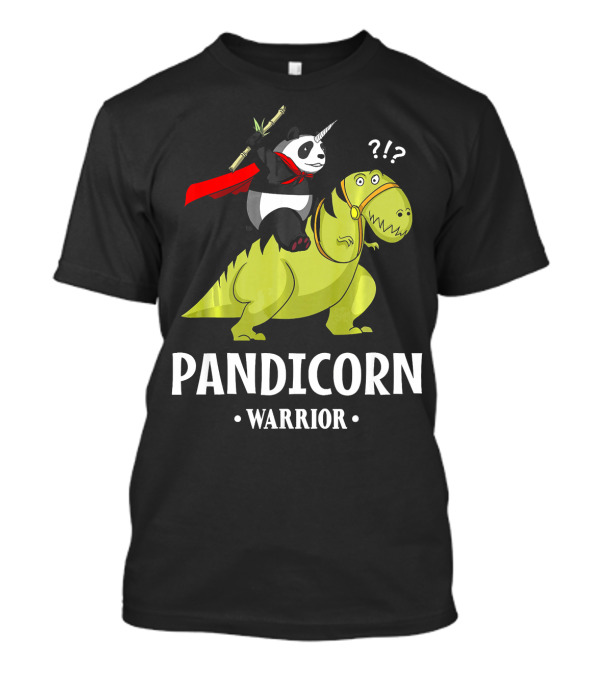 Pandicorn Warrior Riding Dinosaur T-Shirt
