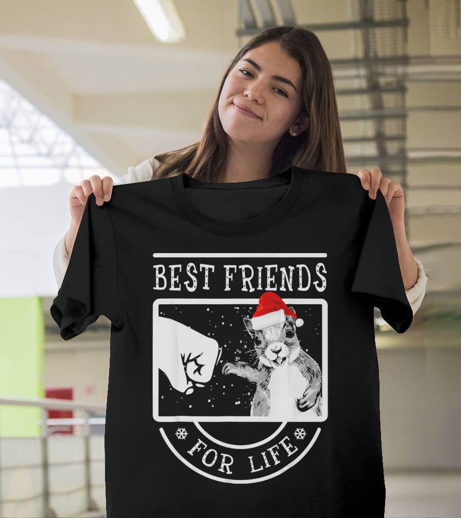 Best Friends for Life Christmas Squirrel Fist Bump T-Shirt