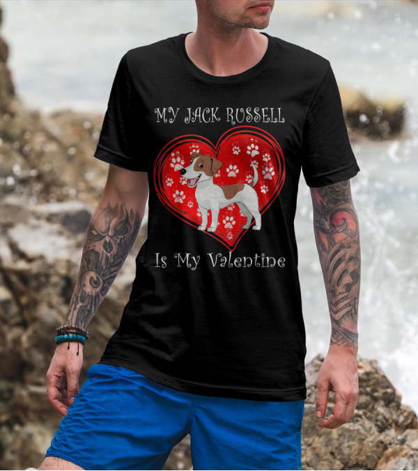 My Jack Russell Is My Valentine Paw Heart T-Shirt