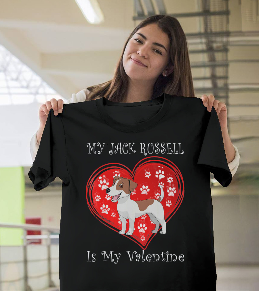 My Jack Russell Is My Valentine Paw Heart T-Shirt