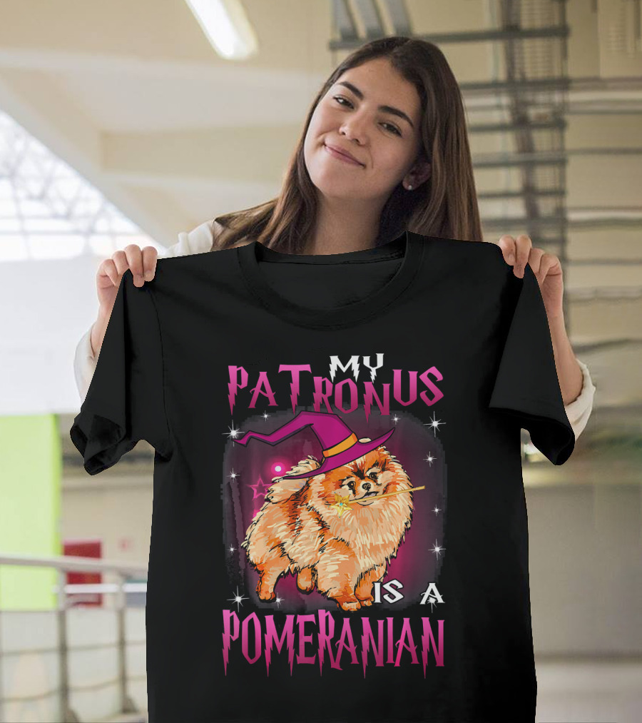 My Patronus Is a Pomeranian Witch Hat Wand Halloween T-Shirt
